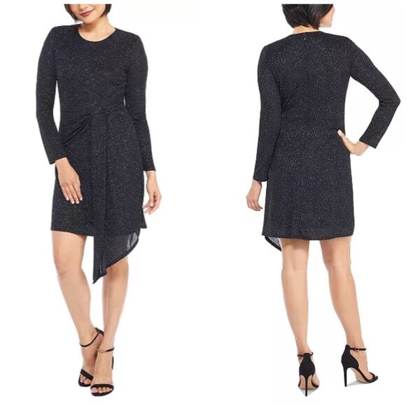 Maggy London Women's Aurora Glitter‎ Sparkle Black Cocktail Dress Size 10 - Picture 1 of 7